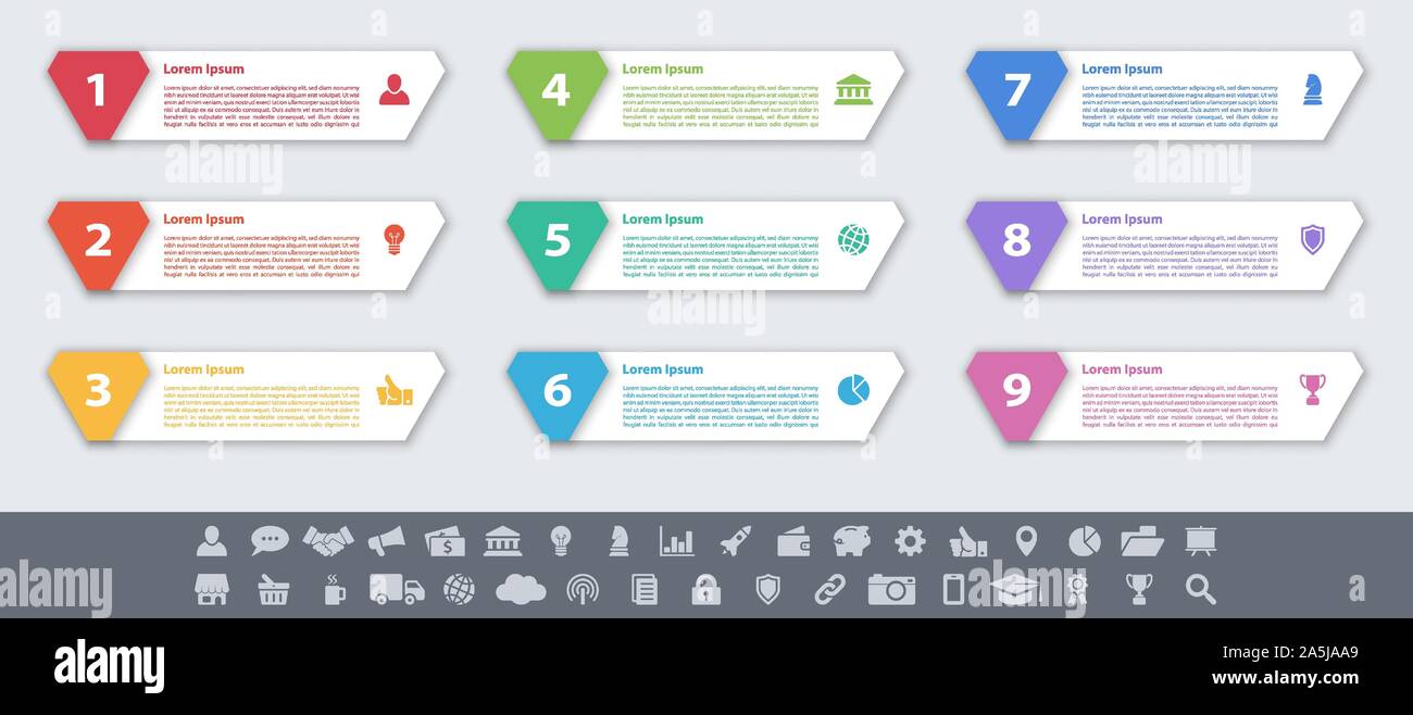 Infographic design business concept vector illustration with 9 steps or ...