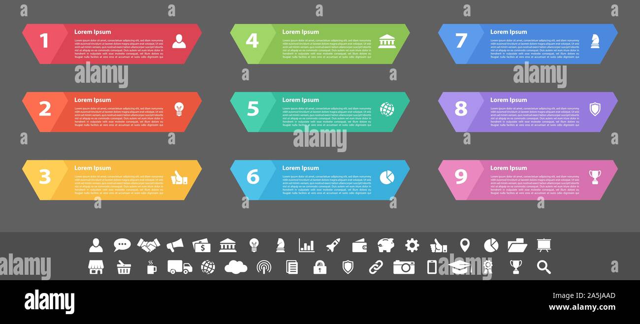 Infographic design business concept vector illustration with 9 steps or ...