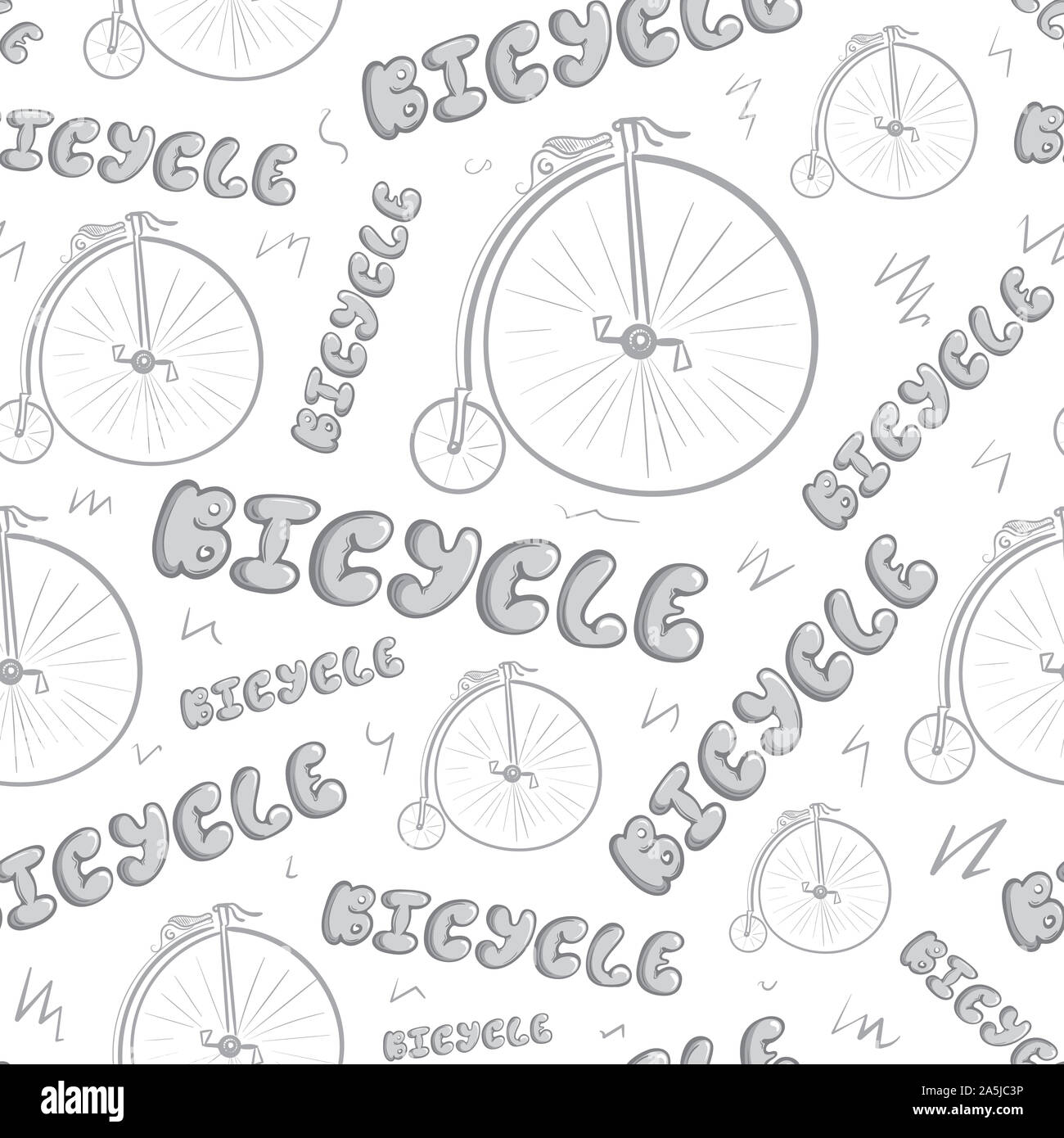 Seamless texture with linear sketches of bicycles Stock Photo - Alamy
