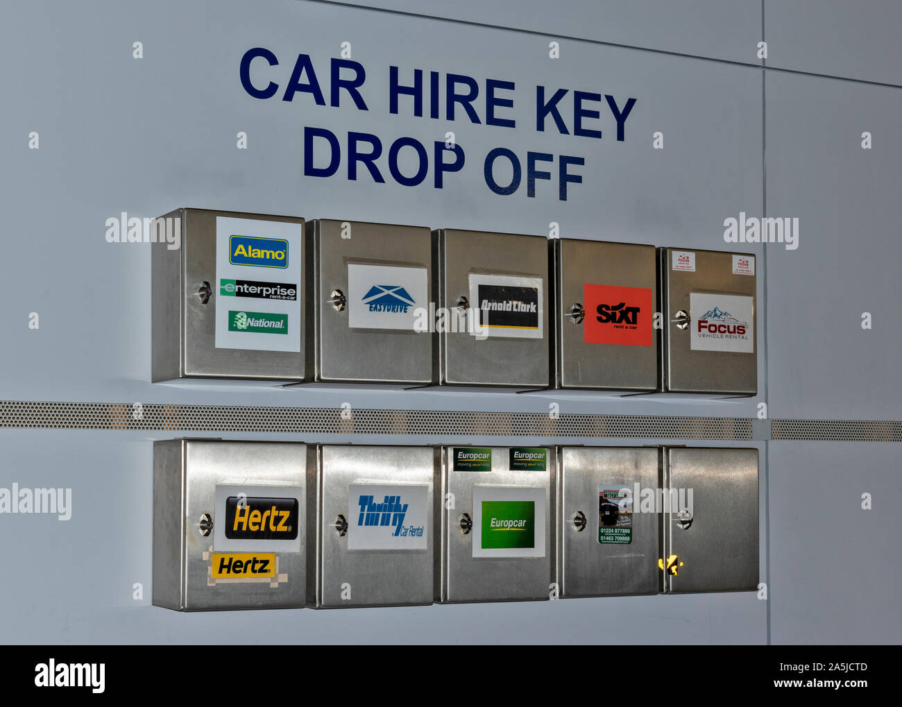 AIRPORT CAR HIRE KEY DROP OFF BOXES Stock Photo