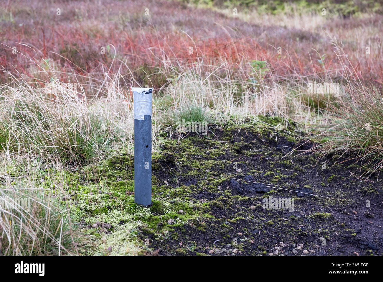 Device used in taking samples, measurements and making a survey of the moorland as part of the moor regeneration on Kinder Scout, Derbyshire, UK Stock Photo