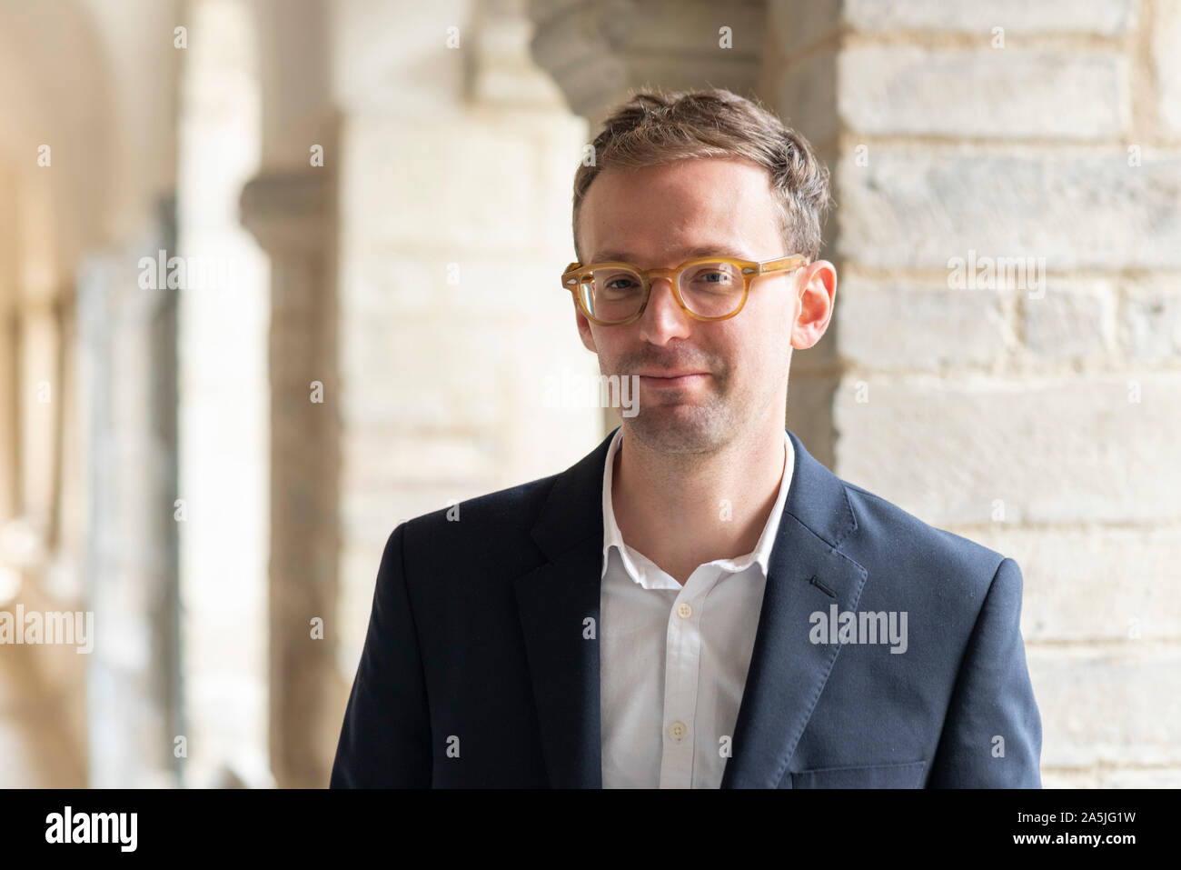 Dr. Neil Wilkin, curator for the Bronze Age at the Bristish Museum in London, stand in the monastery Unser Lieben Frauen in Magdeburg, ermany. He take Stock Photo