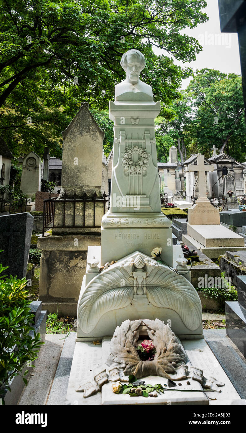 gravesite of german poet heinrich heine, montmartre cemetery Stock Photo