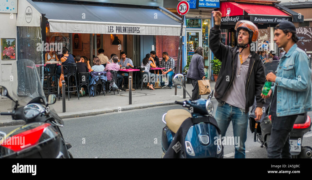 street scene in front of cafe les philanthropes Stock Photo
