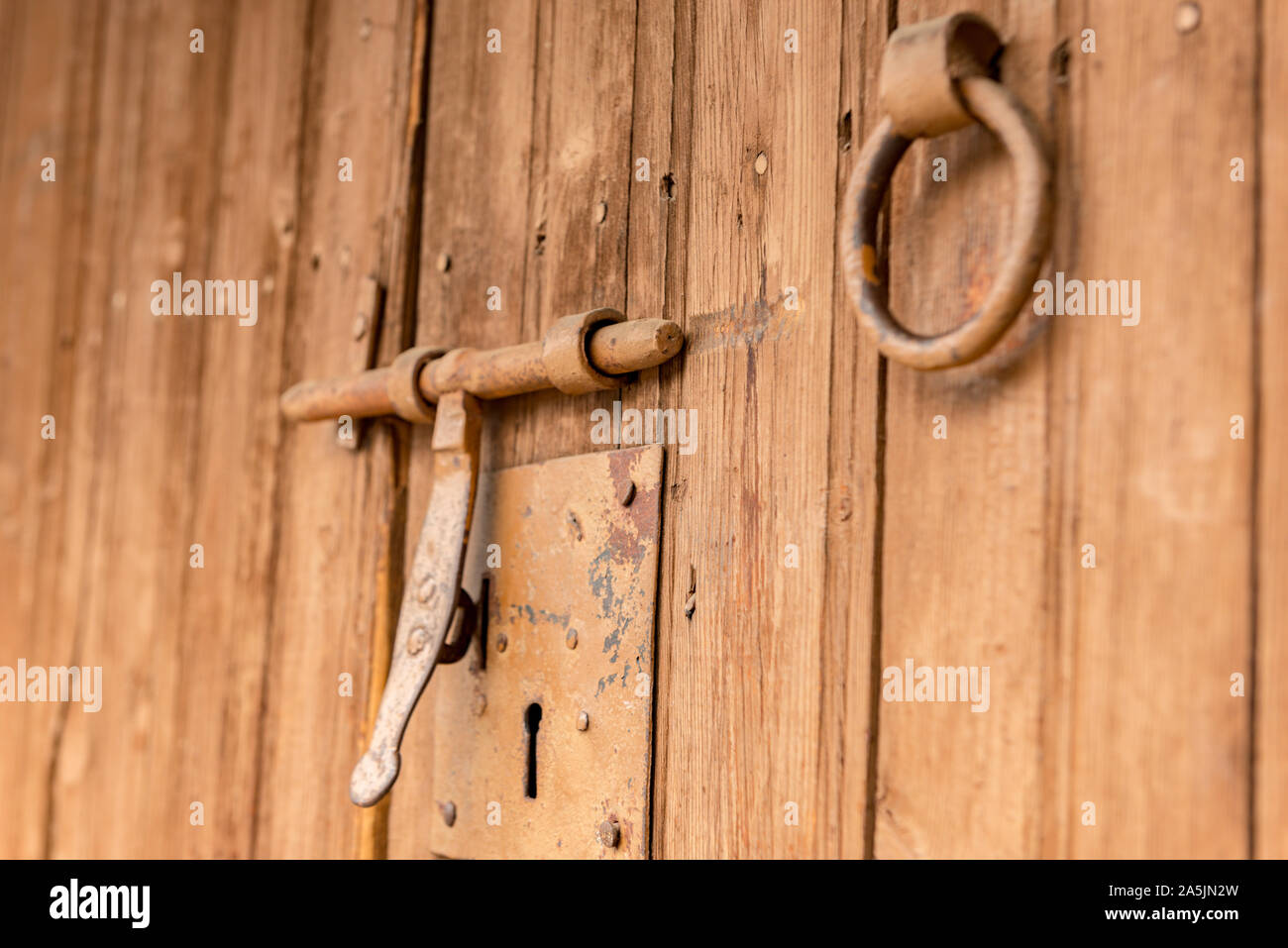 Ood Old Door With Round Metal Knobs For Exterior Design Antique And Grunge Style Brown Wooden Surface Door Photography Image Stock Photo Alamy