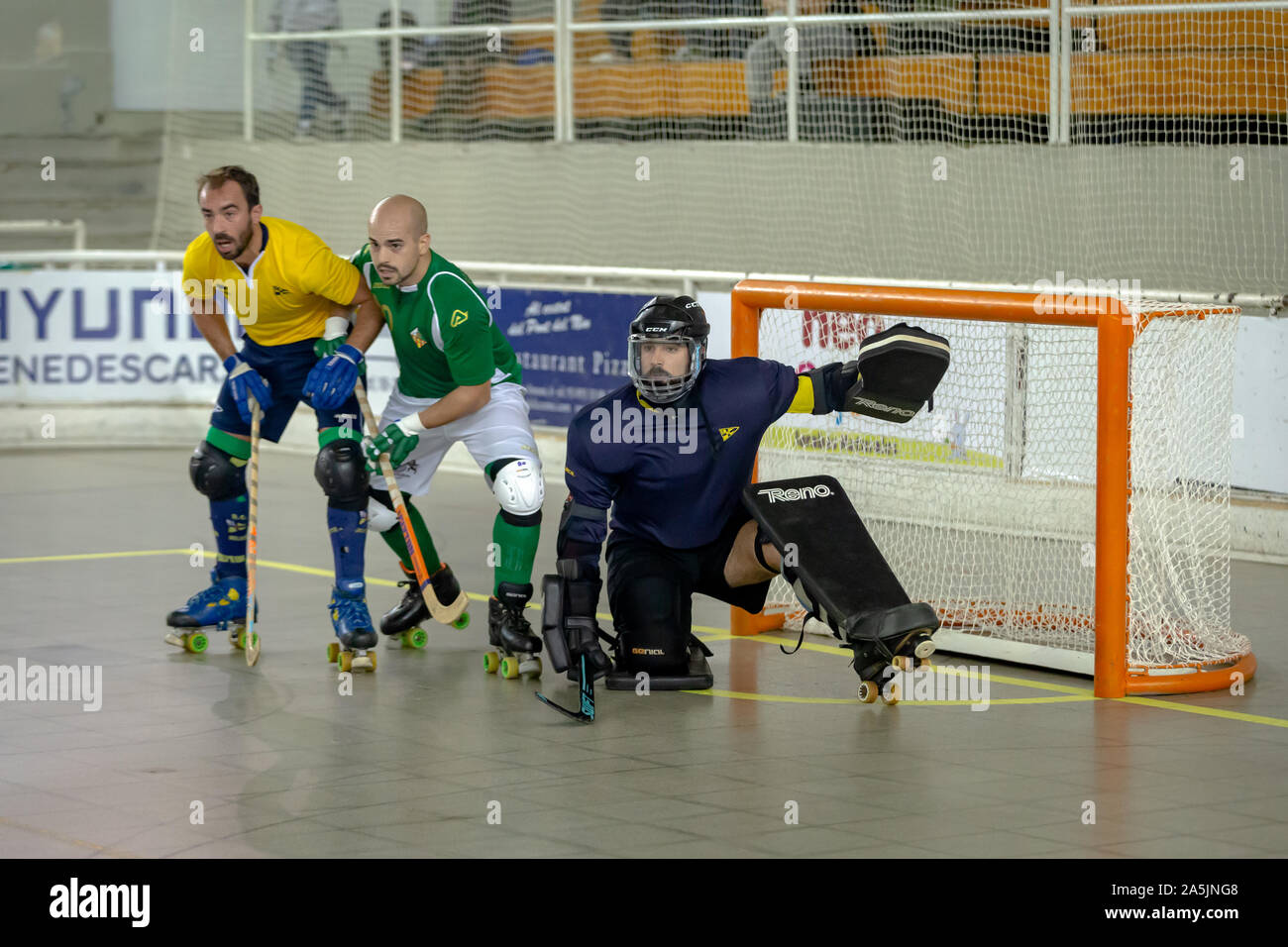 Rollers hockey players in action Stock Photo Alamy