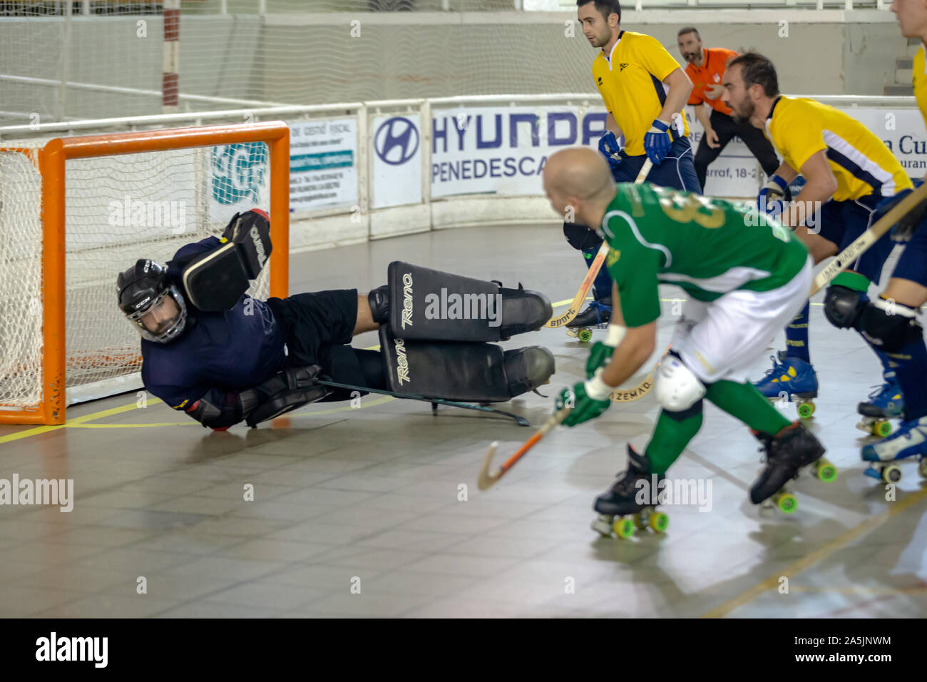 Rollers hockey players in action Stock Photo Alamy