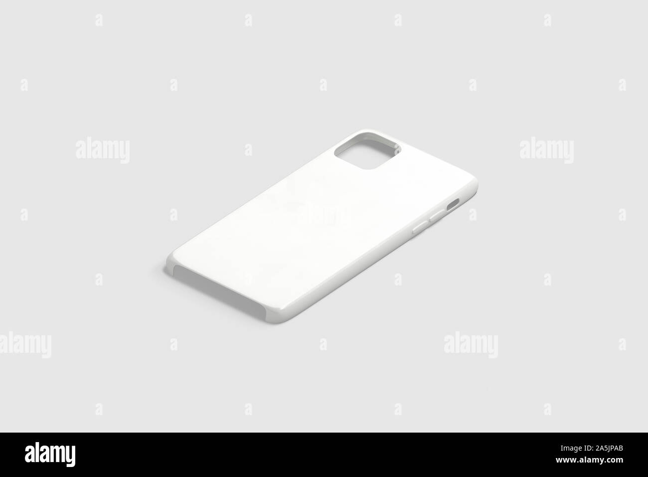 Blank white phone case mockup, isolated on gray Stock Photo