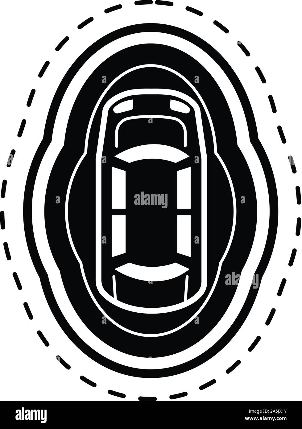 Driverless car top view icon, simple style Stock Vector