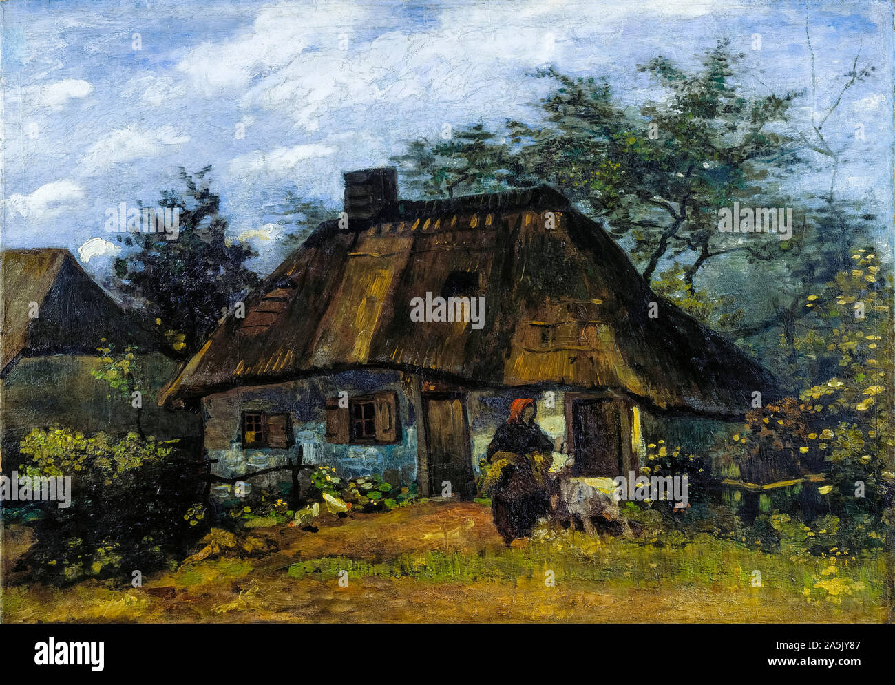 Vincent van Gogh, Farmhouse in Nuenen, (La Chaumiére), landscape painting, 1885 Stock Photo