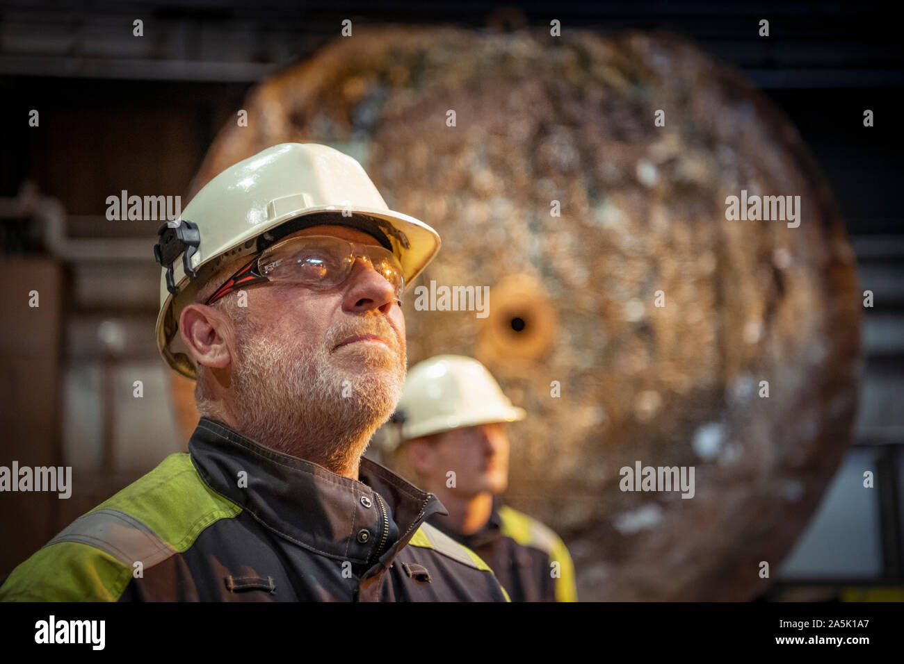 Portrait of steelworkers in steelworks Stock Photo