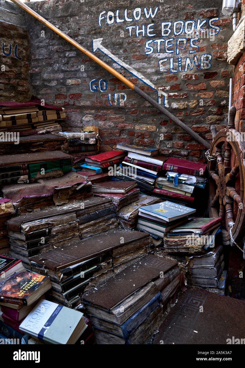 The book steps consisting water damaged books hires stock photography
