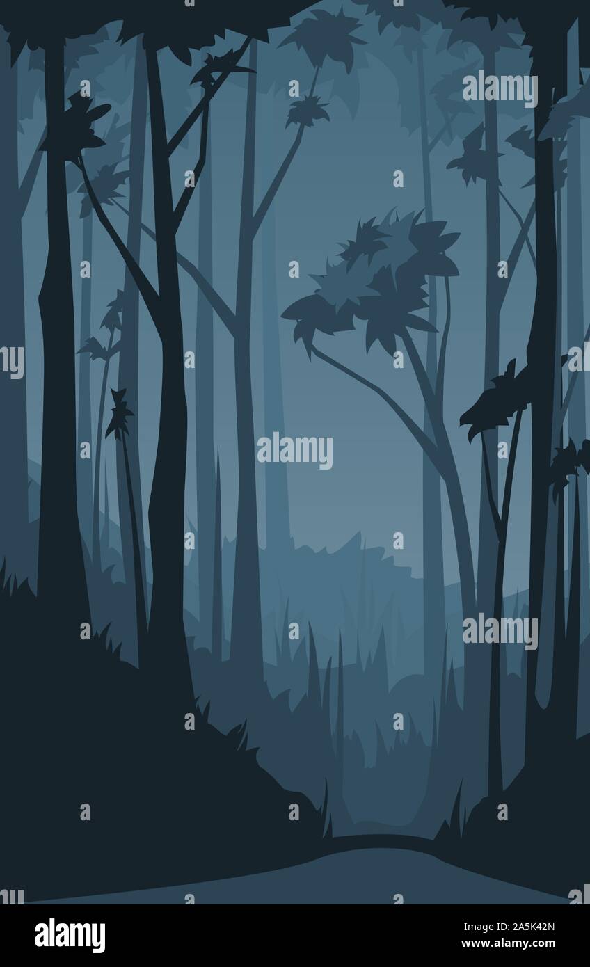 Summer night forest Stock Vector
