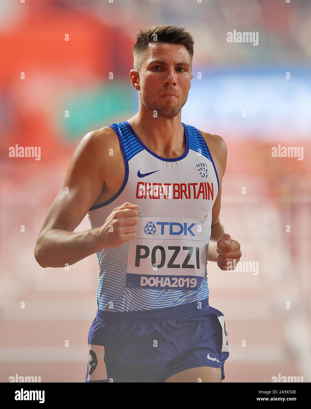 Great Britain's Andrew Pozzi after competing in the 3rd heat of the men