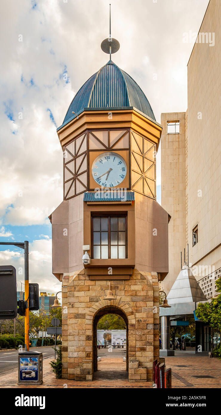 Clock tower on the street in city center of  Windhoek, Namibia Stock Photo