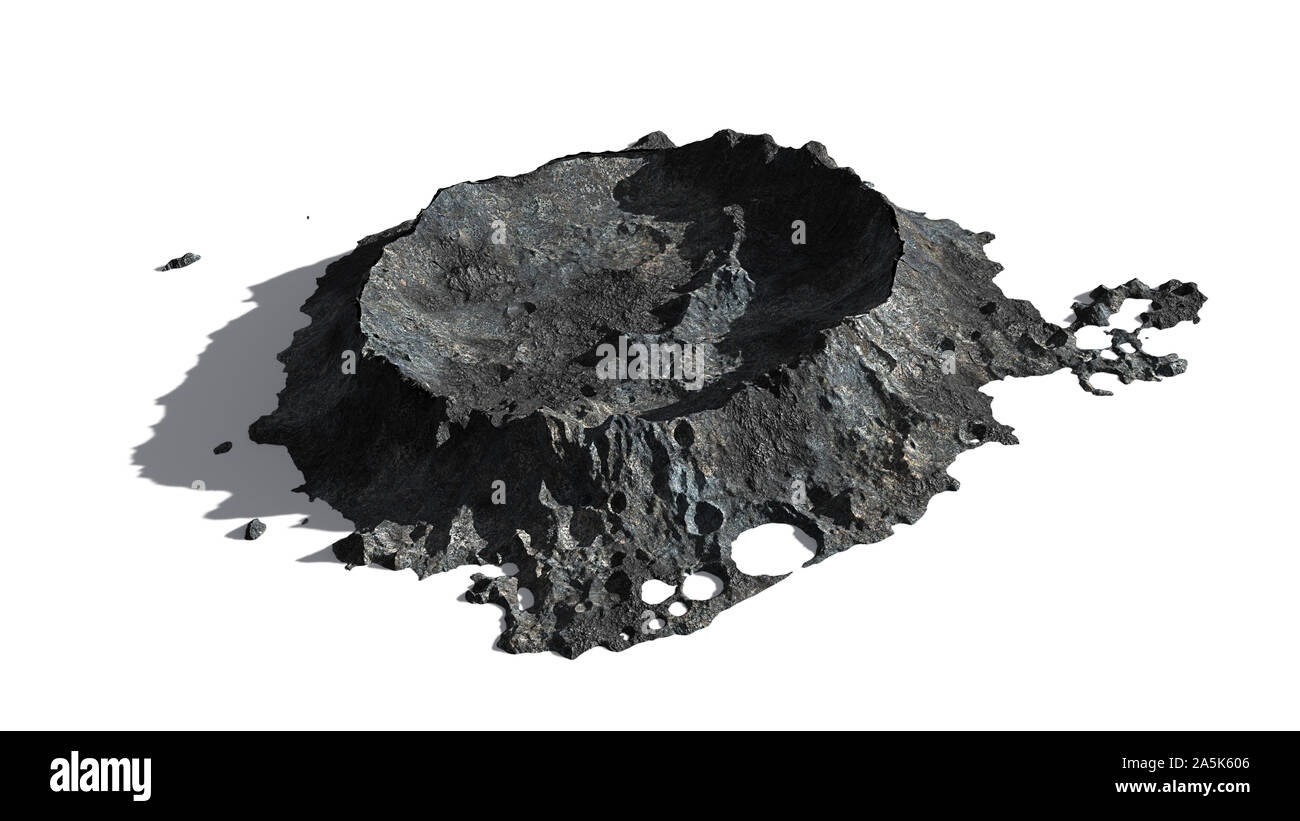 crater on the surface of the Moon isolated with shadow on white background Stock Photo