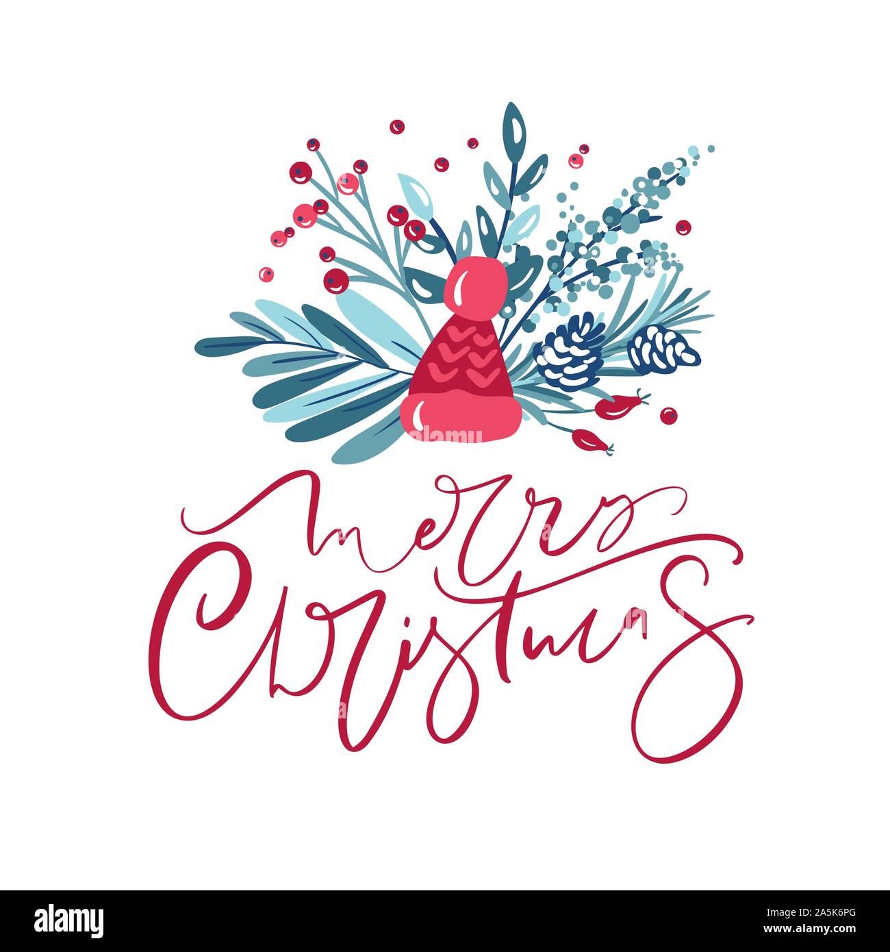 Merry Christmas calligraphic lettering hand written vector text ...