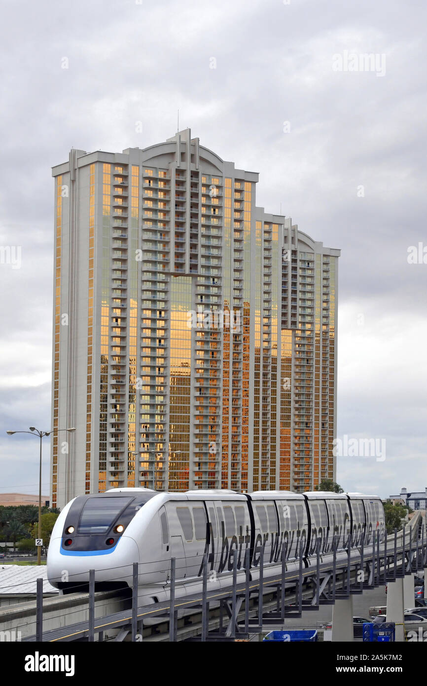 Las Vegas Monorail NV, USA 100218 The Las Vegas Monorail runs from the MGM Grand to SLS Las