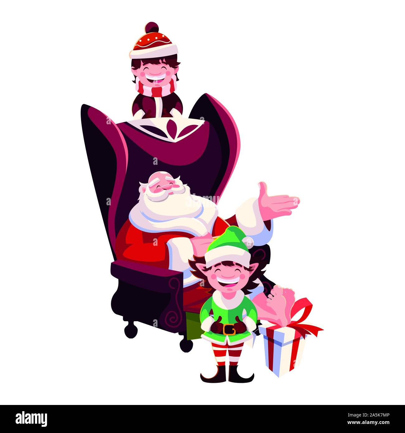 Sitting Santa Vector christmas card of santa claus sitting on sofa vector illustration ...