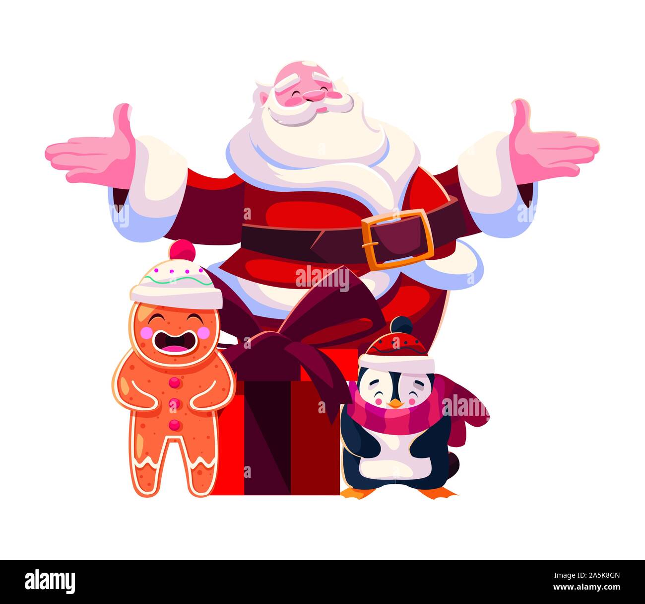 santa claus with gift box on white background vector illustration ...