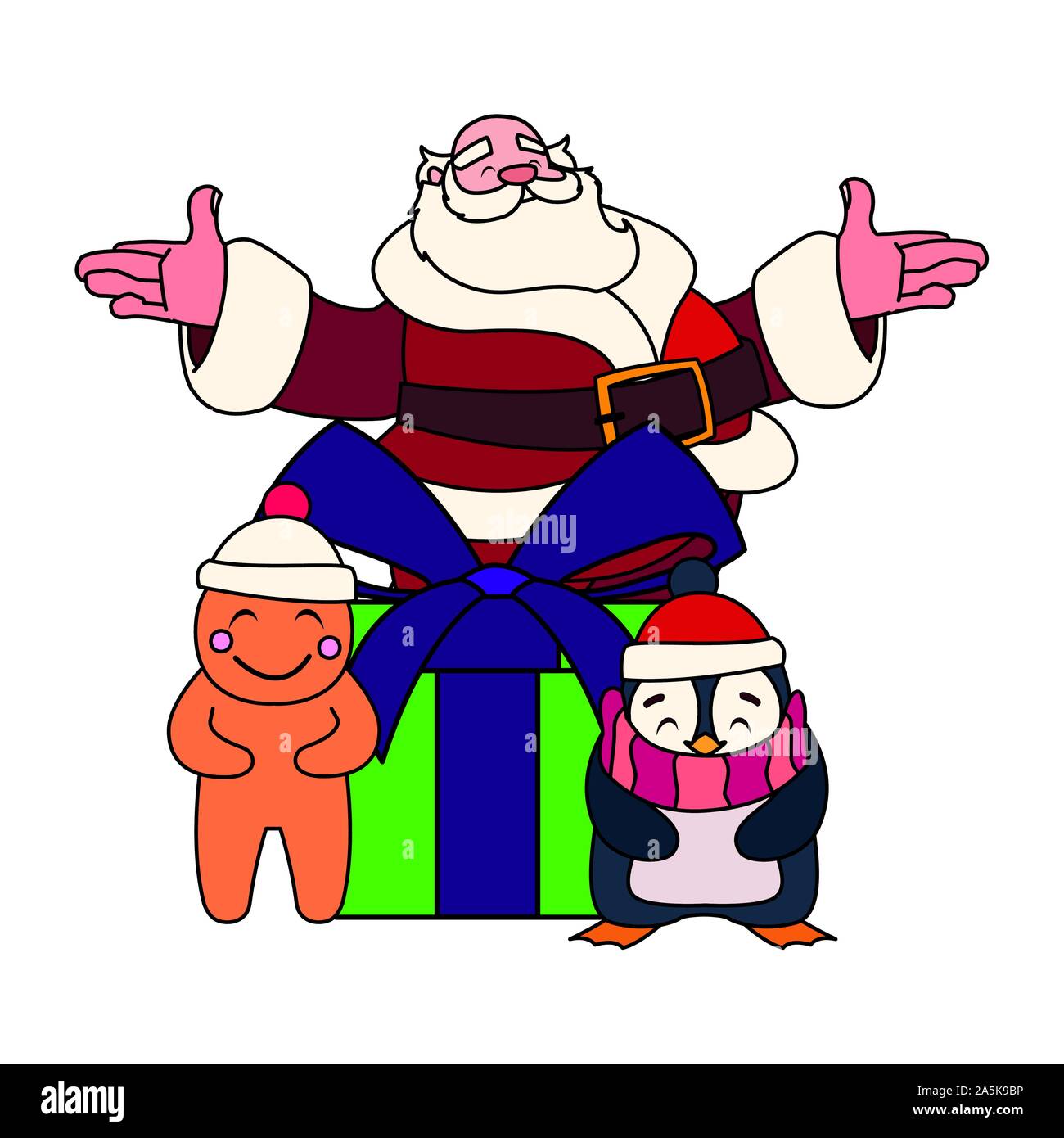 santa claus with gift box on white background vector illustration ...