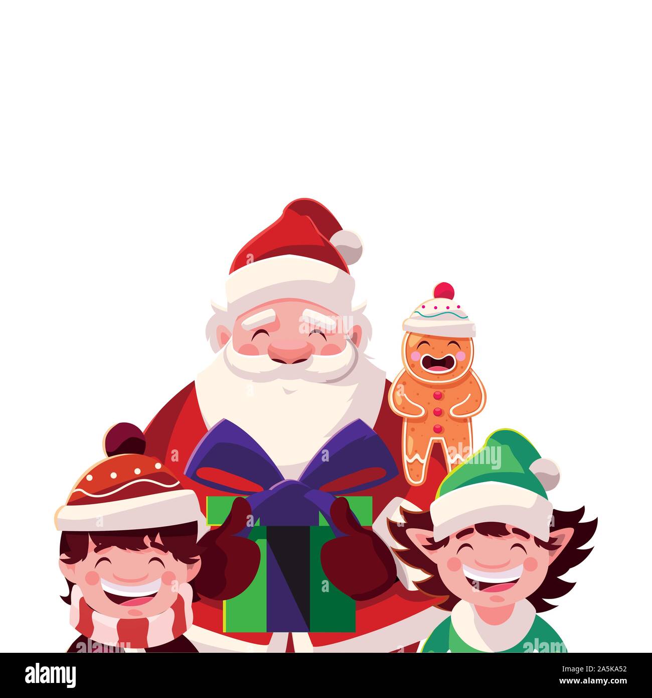 santa claus with gift box on white background vector illustration ...