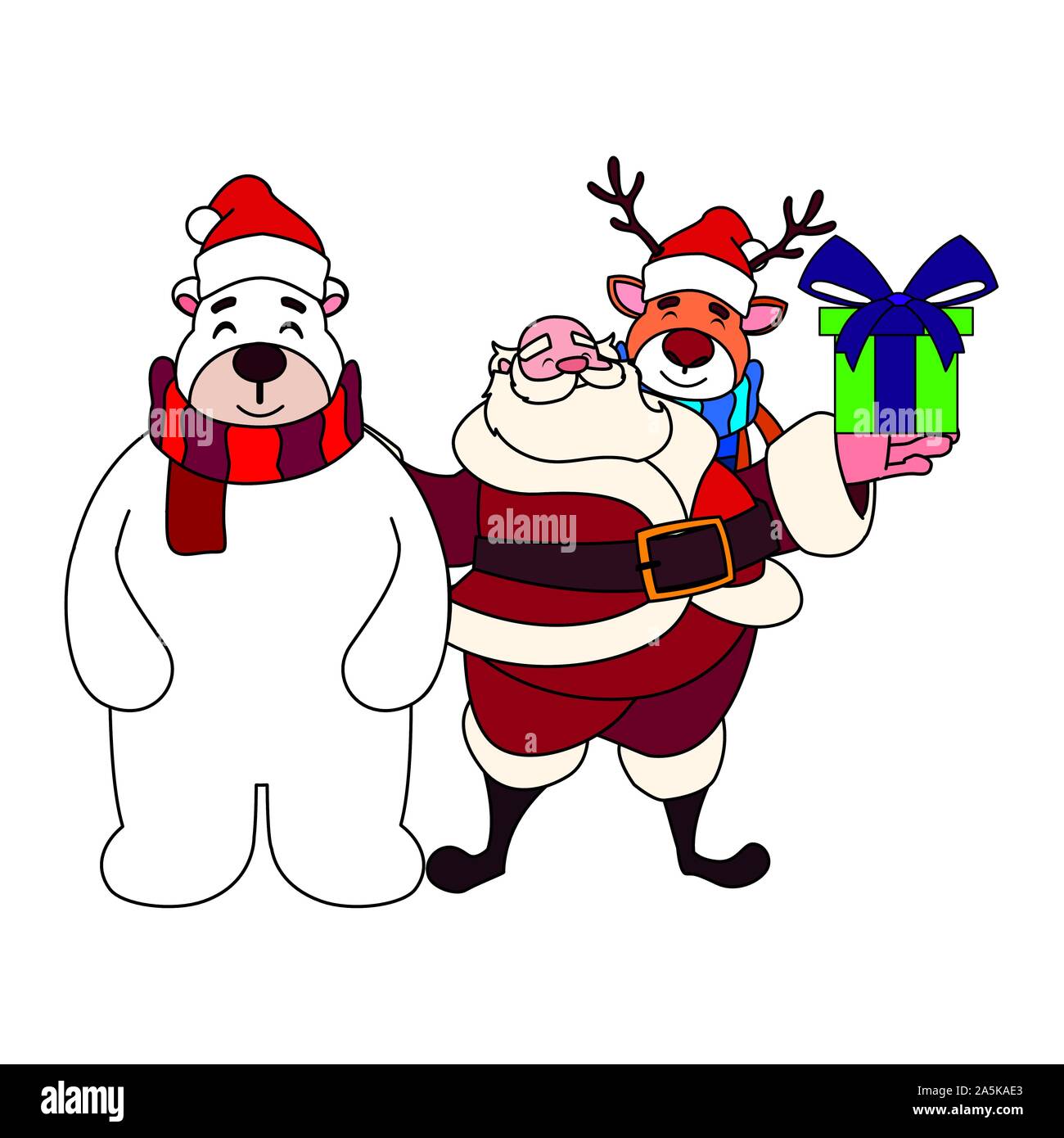 santa claus with gift box on white background vector illustration ...