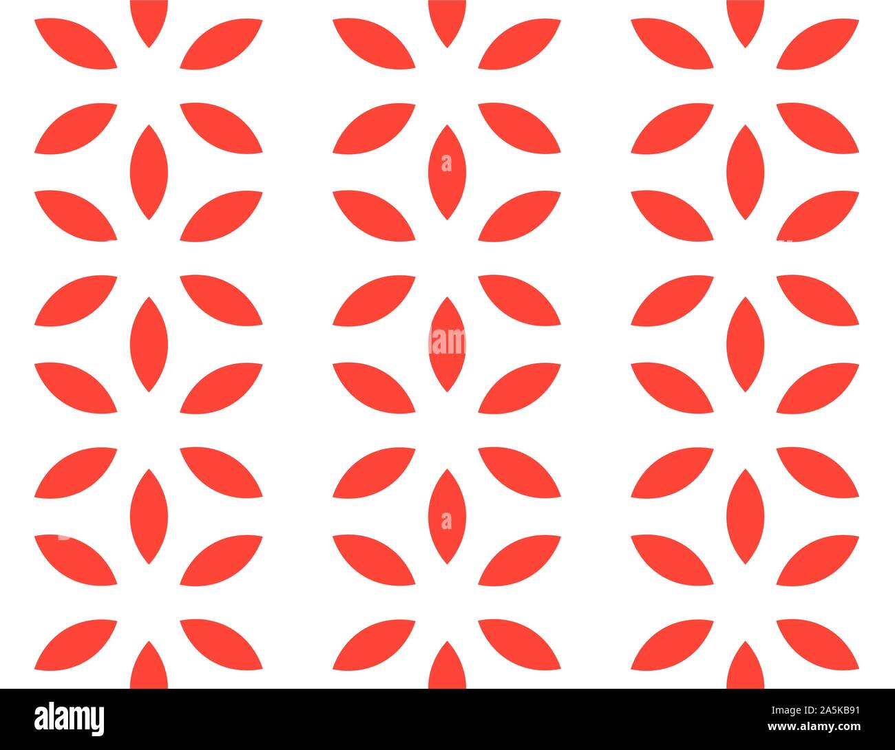 Vector seamless geometric pattern. Orange flowers on white background. Stock Vector