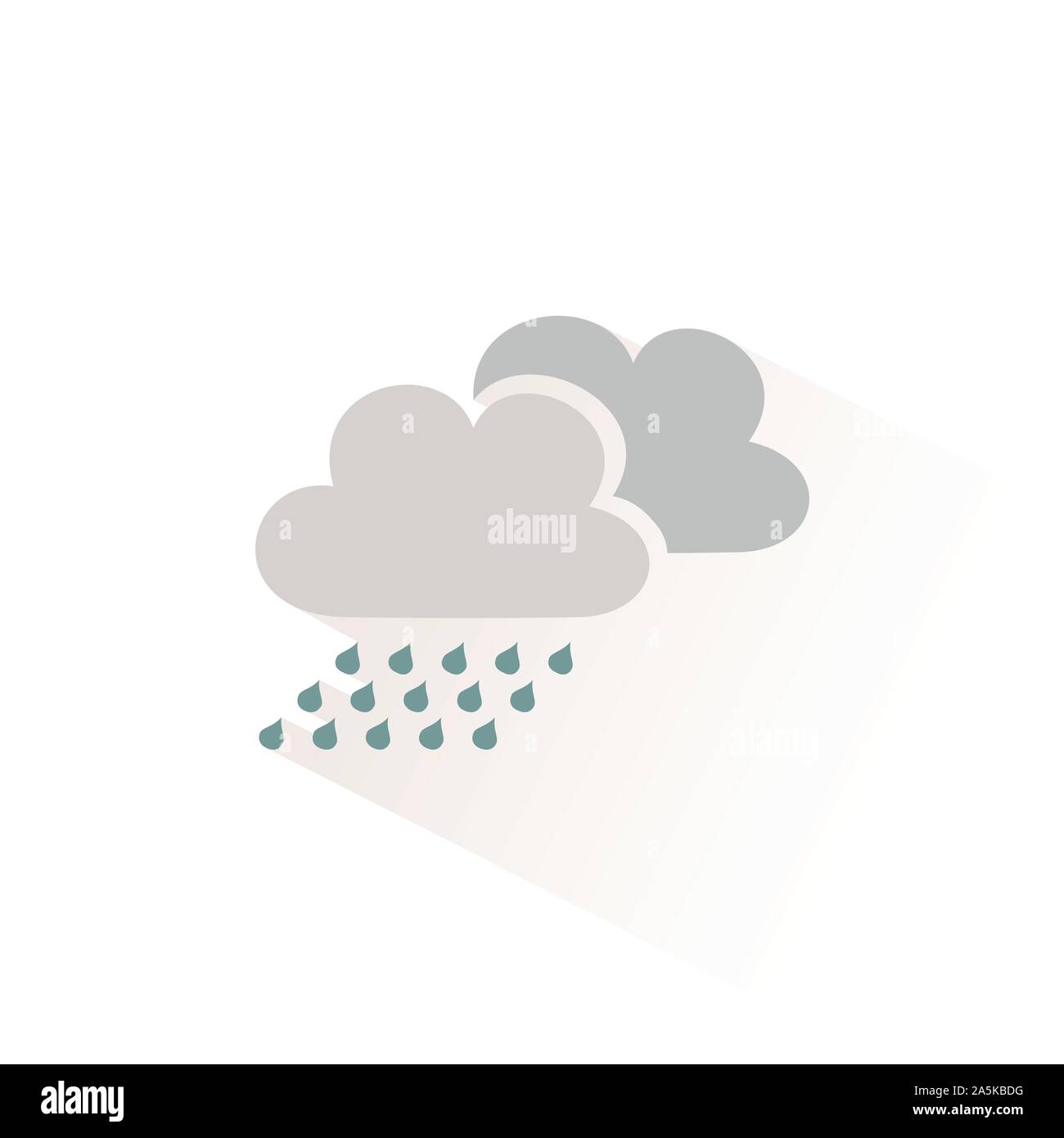 Rain clouds color icon with shadow. Flat vector illustration Stock Vector