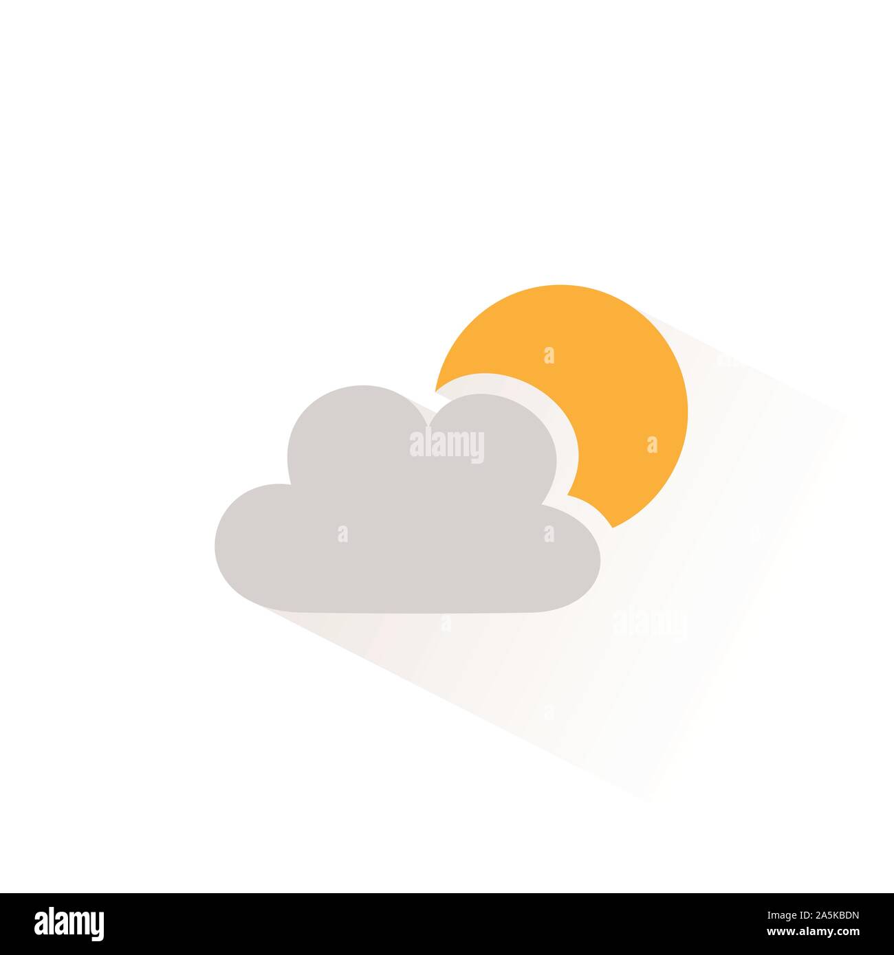 Sun and cloud color icon with shadow. Flat vector illustration Stock Vector