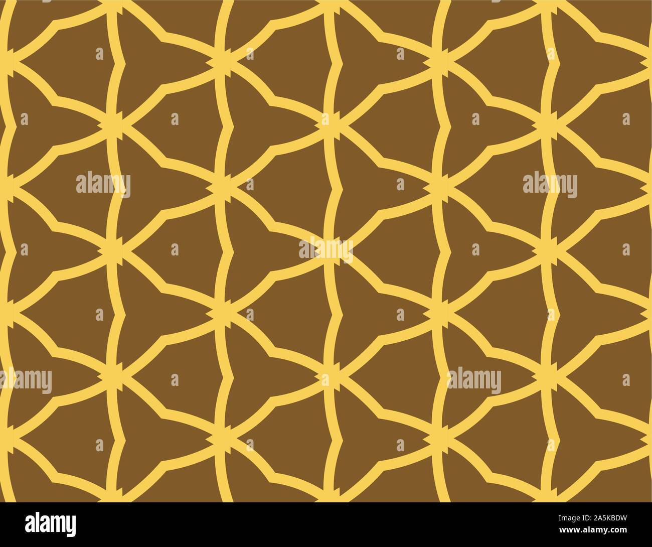Vector seamless geometric pattern. Shaped yellow wires and triangles on brown background. Stock Vector