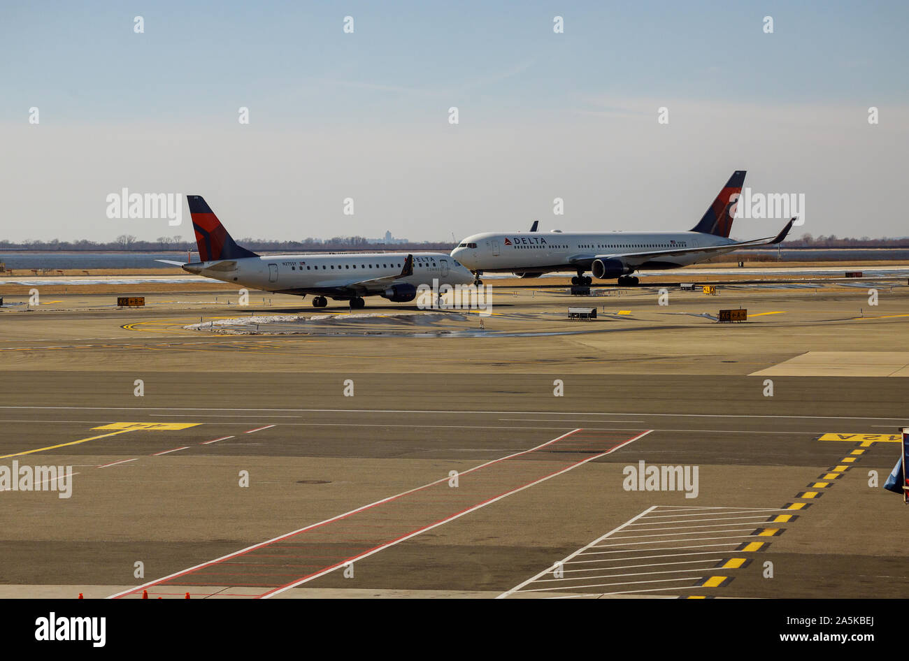 FEB 14, 2019 JFK NEW YORK, USA Delta Airlines jet planes, airport