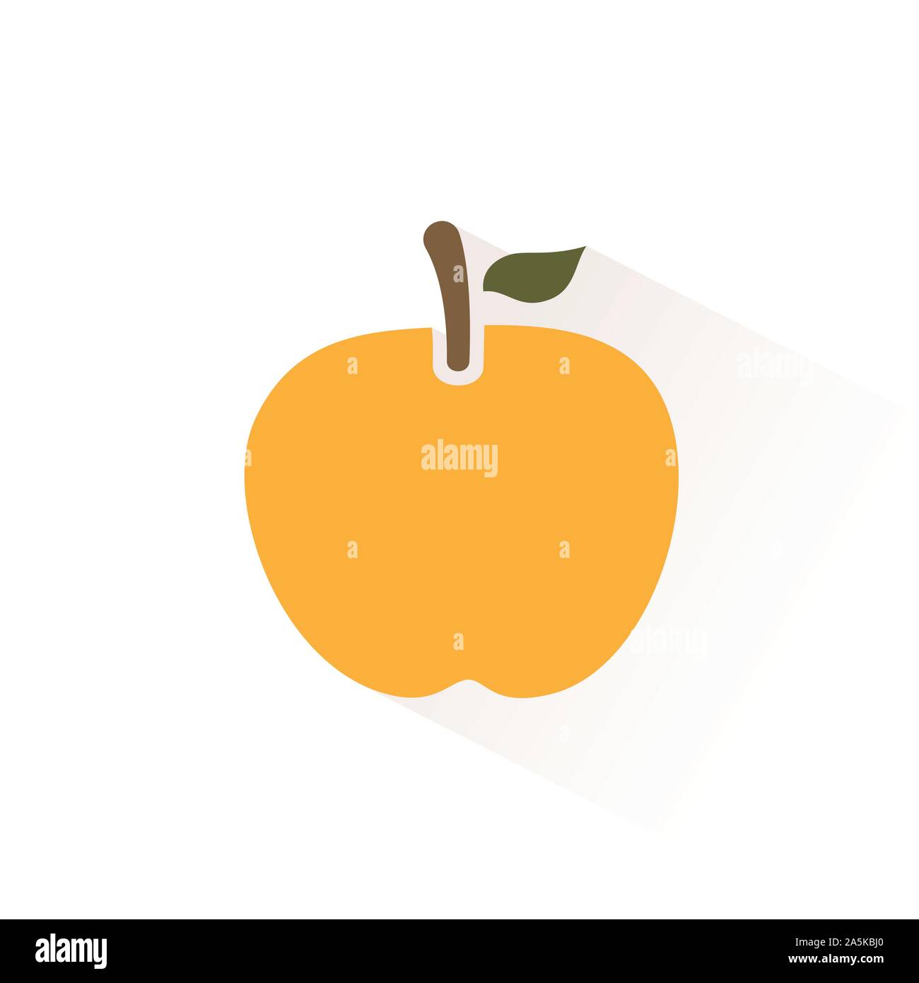 Yellow apple color icon with shadow. Flat vector illustration Stock Vector