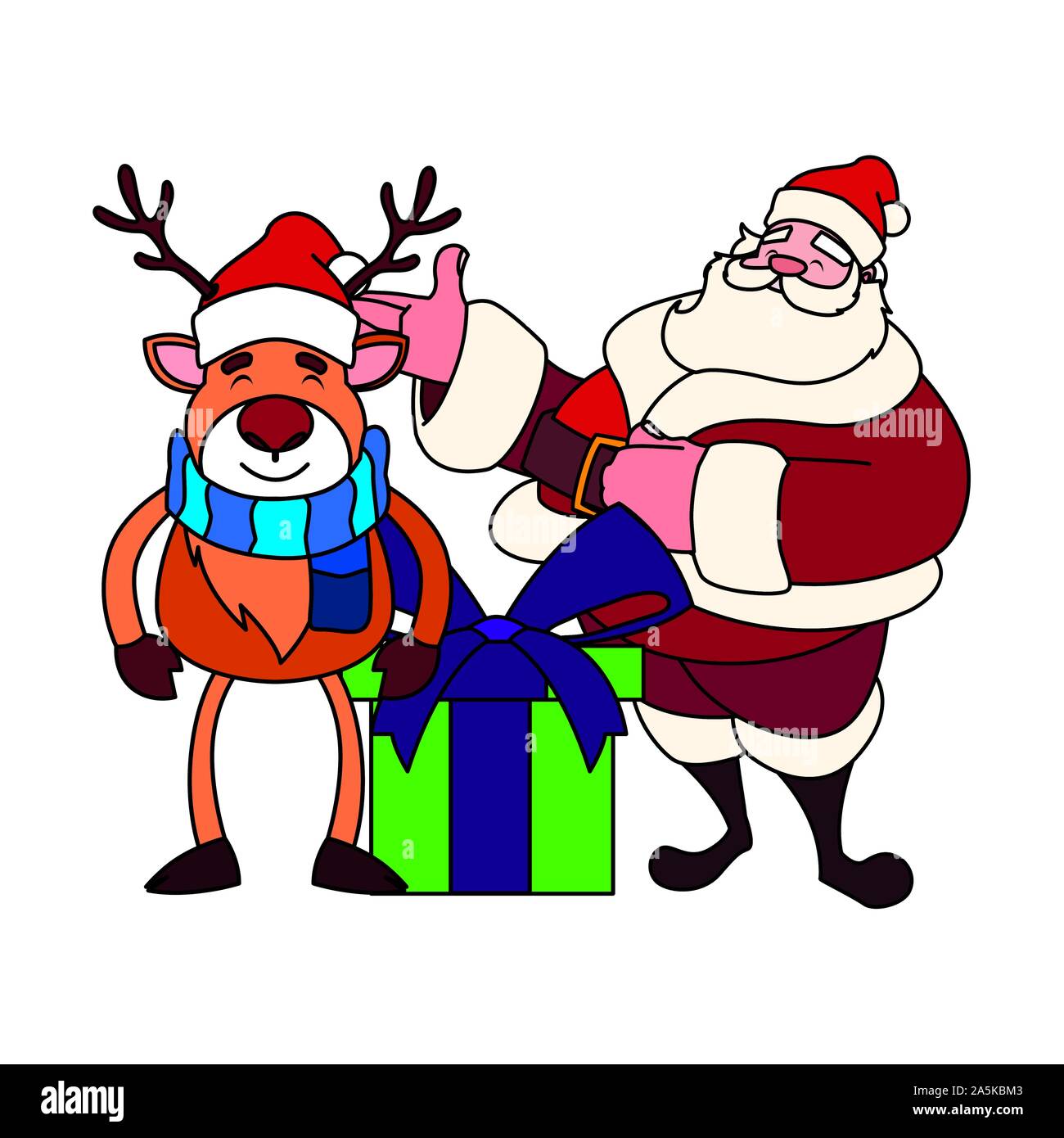 santa claus with gift box on white background vector illustration ...