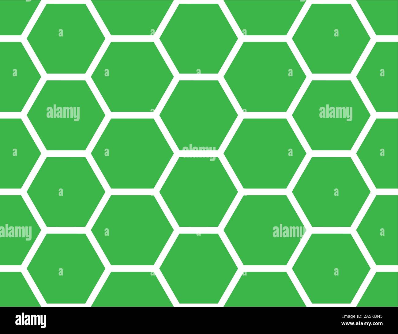 Vector seamless geometric pattern. Shaped white hexagons, lines on green background. Stock Vector