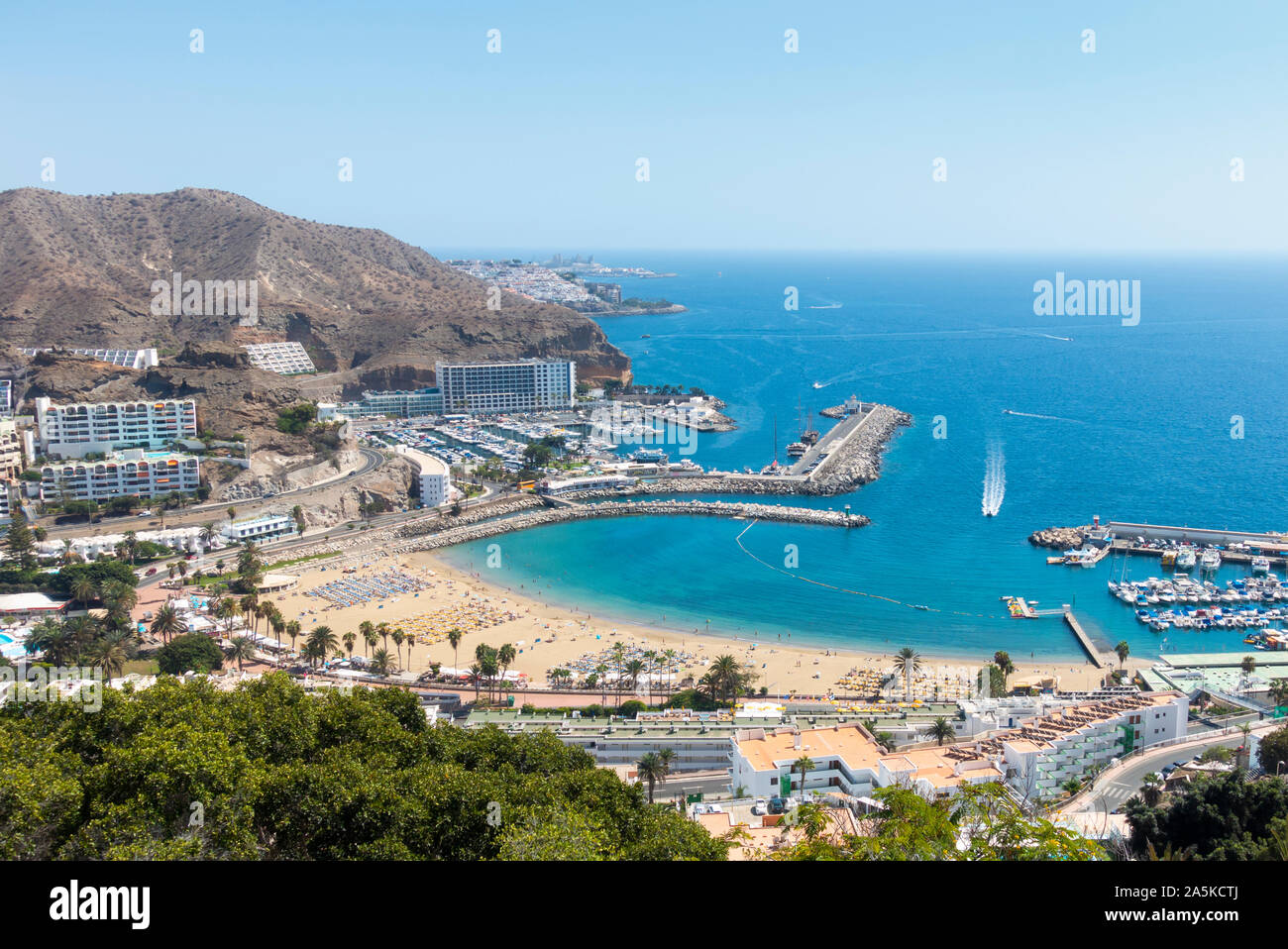 View over Puerto Rico beach on Gran Canaria, Canary Islands, Spain Stock Photo