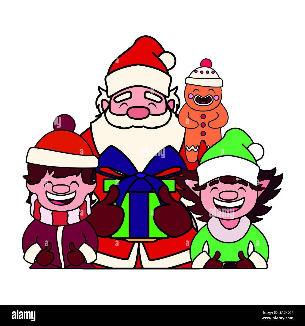 santa claus with gift box on white background vector illustration ...