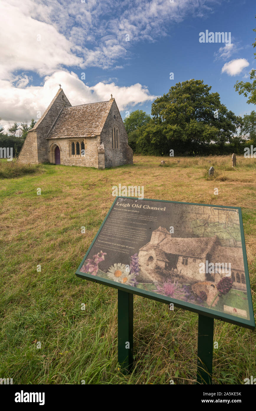 The Old Chancel near Leigh in Wiltshire - a small part of a larger church left after the main building was moved a mile away in 1896 Stock Photo