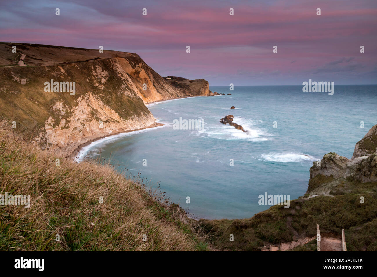 Man o War Cove and St Oswald’s Cove, Viewed from the South West Coast Path above Durdle Door, Lulworth, Dorset, UK Stock Photo