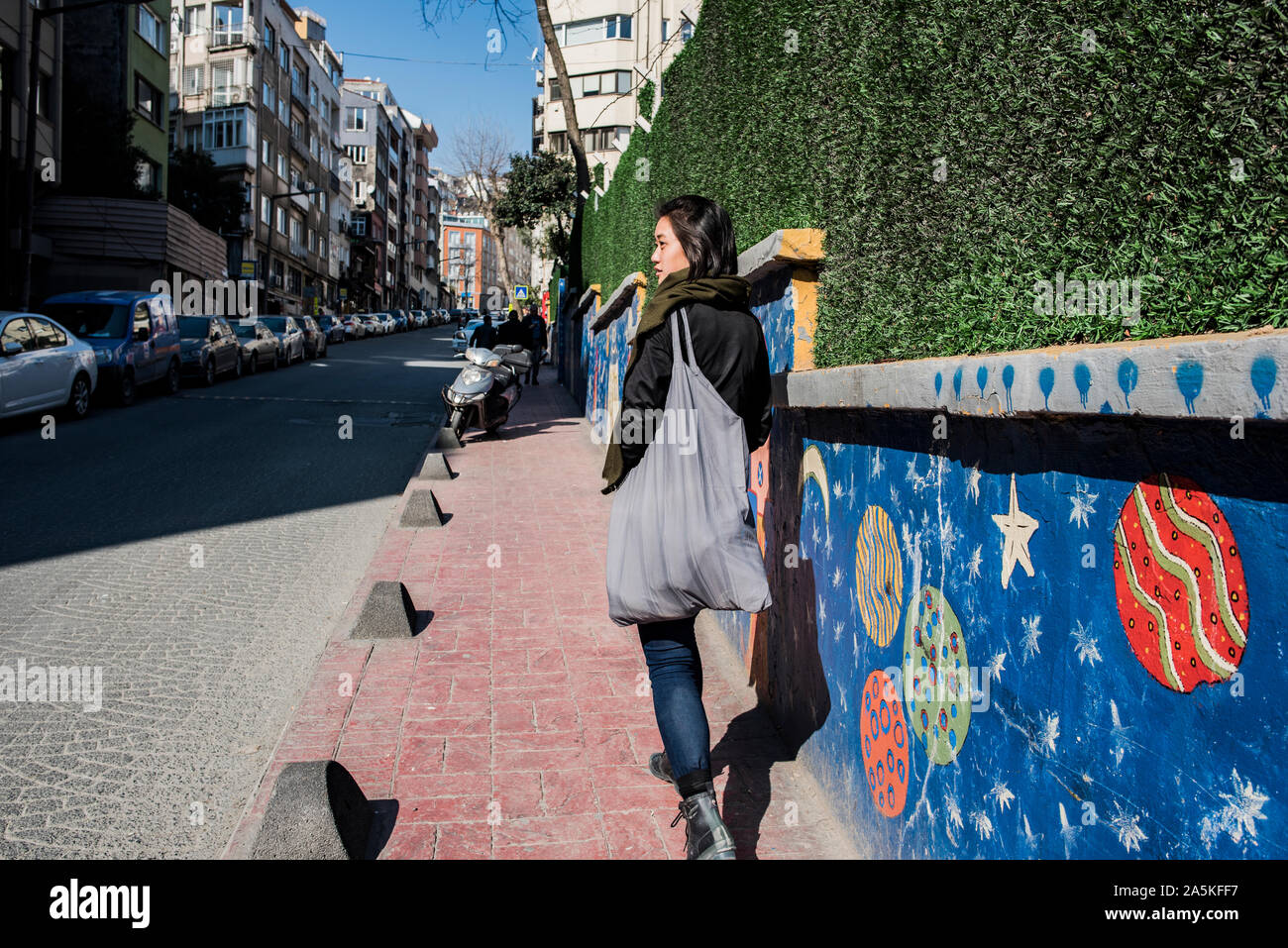 Woman exploring city, Istanbul, Turkey Stock Photo