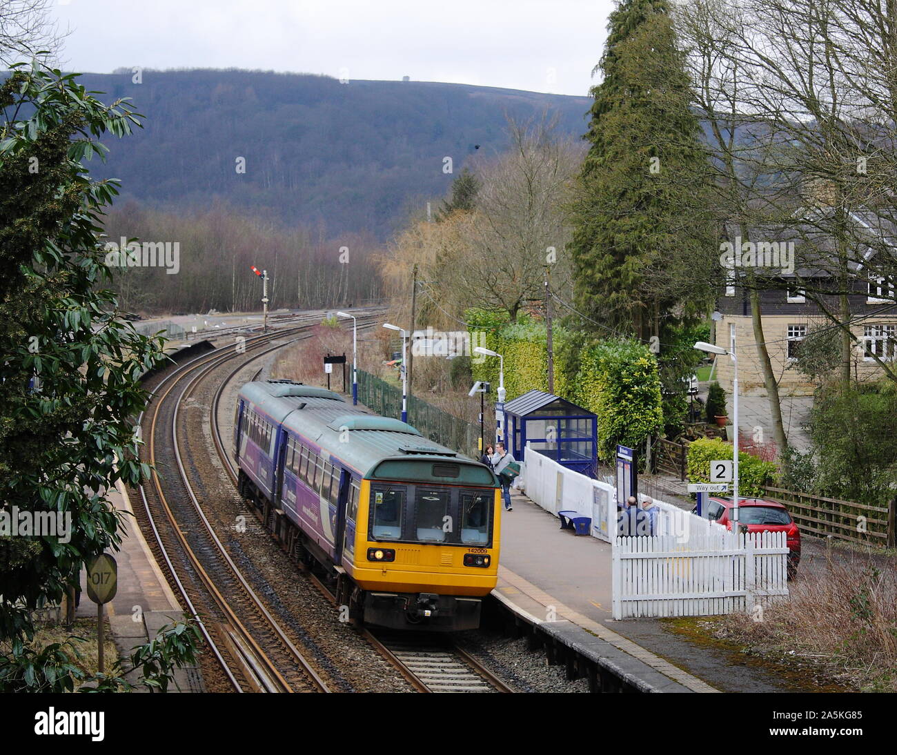 Northern Rail Class 142 (Pacers) passing through Grindleford, Derbyshire Stock Photo