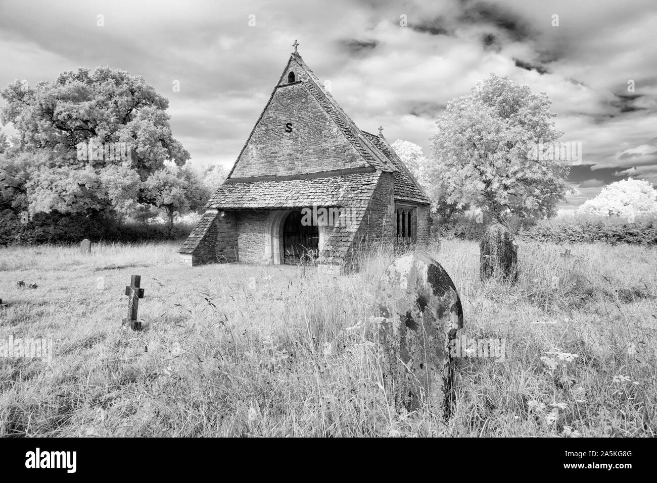 The Old Chancel near Leigh in Wiltshire - a small part of a larger church left after the main building was moved a mile away in 1896 Stock Photo