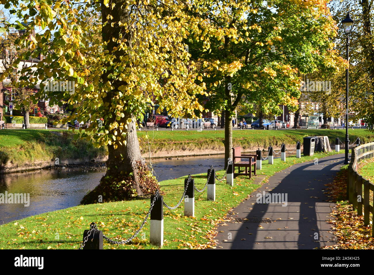 Riverside walk, Appleby, Autumn, Cumbria Stock Photo