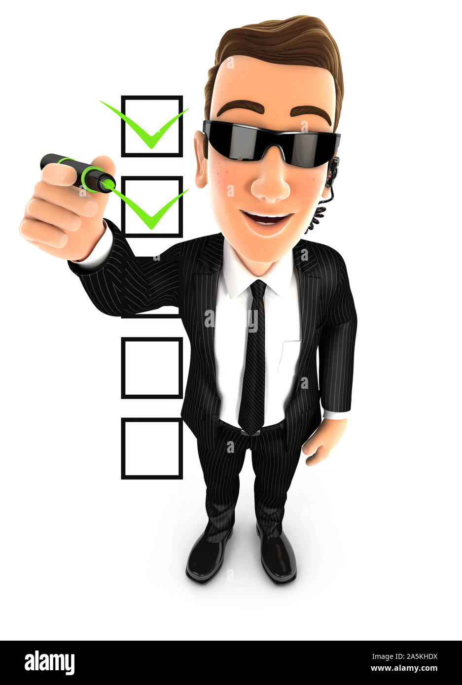 3d security agent checklist, illustration with isolated white background Stock Photo