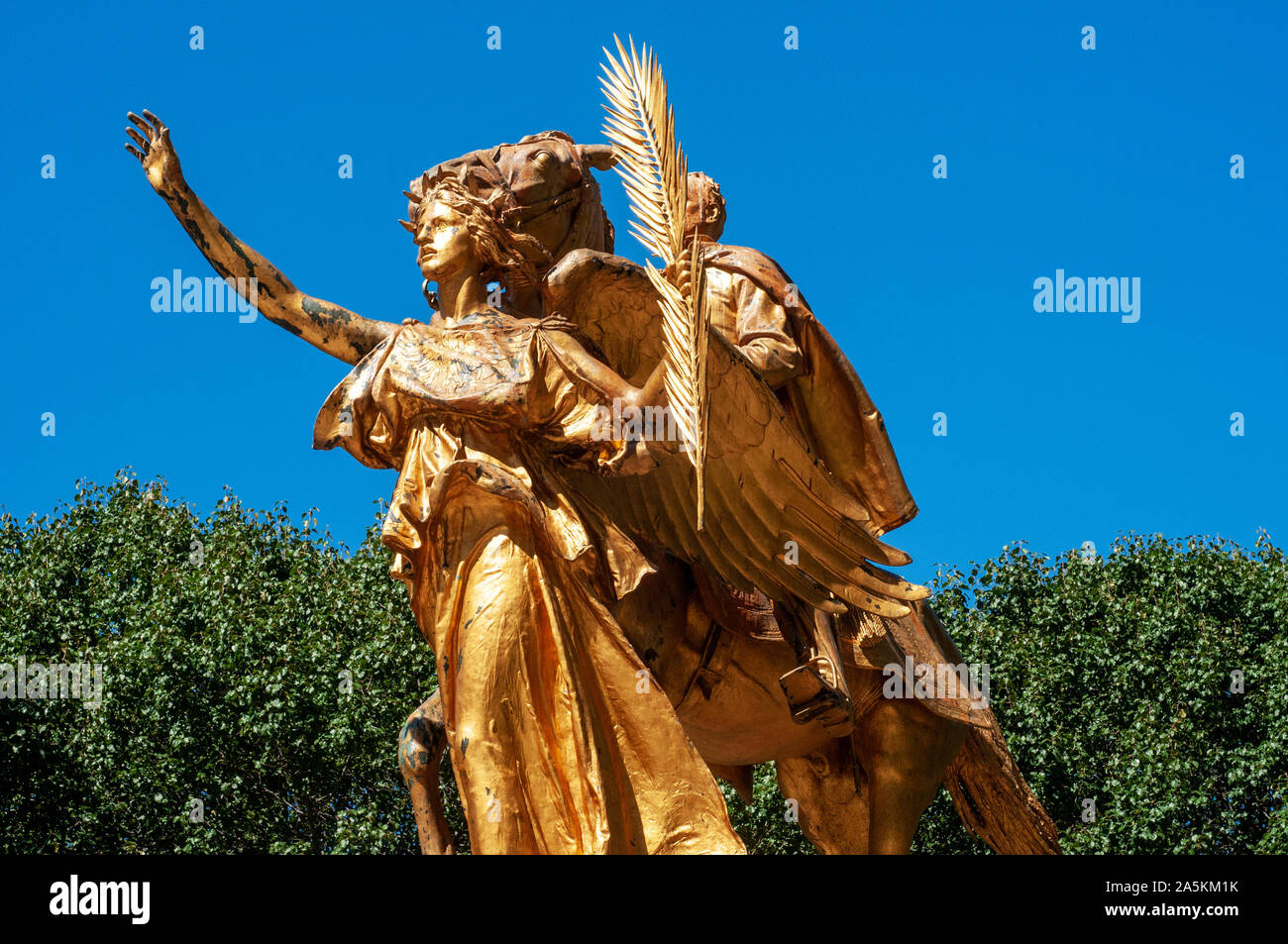 Central Park. The famous General William Tecumseh Sherman Statue opposite The Plaza Hotel. Central Park Stock Photo