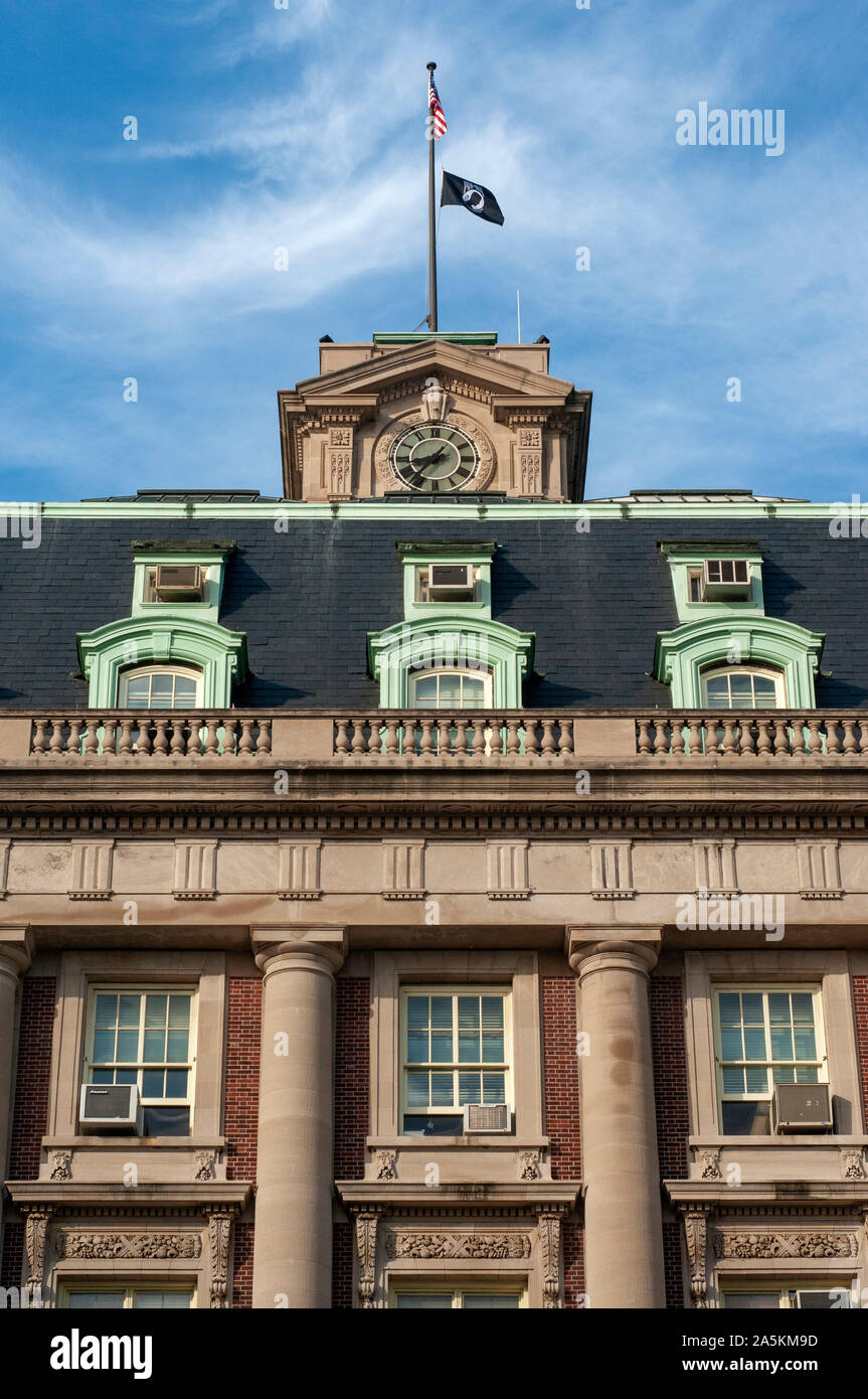 Low angle view of the landmarked Staten Island Borough Hall on Richmond Avenue Terrace, St. George, Staten Island, New York City Stock Photo
