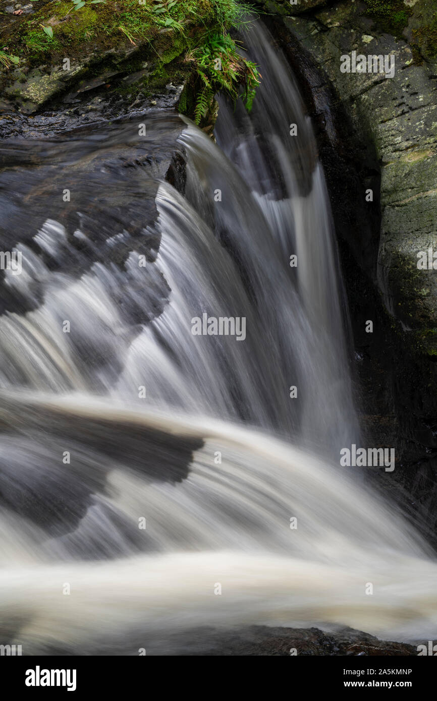 Cordorcan burn waterfalls in the Wood Of Cree Nature Reserve, Newton Stewart, Dumfries and Galloway, Scotland Stock Photo