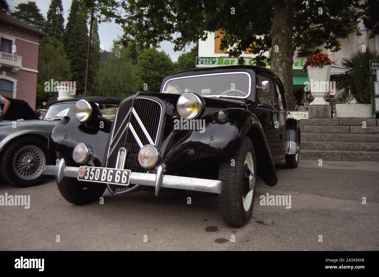 Citroen Traction Avant 11B Normale at a classic car rally in Ax-les-Thermes, Ariège, Occitanie, France Stock Photo