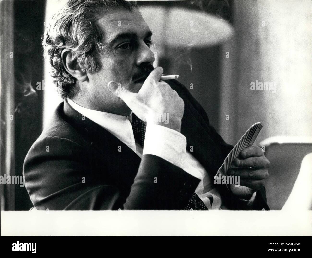 Jan. 09, 1974 - Sydney, Australia - OMAR SHARIF smokes while playing bridge  Sydney. (Credit Image: © Keystone Pictures USA/ZUMAPRESS.com Stock Photo