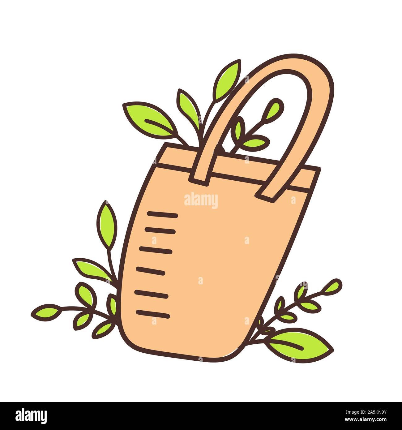 Eco bag hand drawn doodles style. Eco style. No plastic. Zero waste concept illustration. Stock Vector